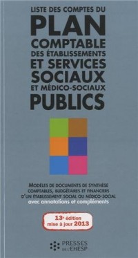 Liste des comptes du plan comptable des établissements et services sociaux et médico-sociaux publics