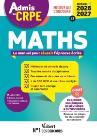 Admis au CRPE 2026-2027 - Epreuve écrite d’admissibilité L3 - Maths: Toutes les clés de la réussite