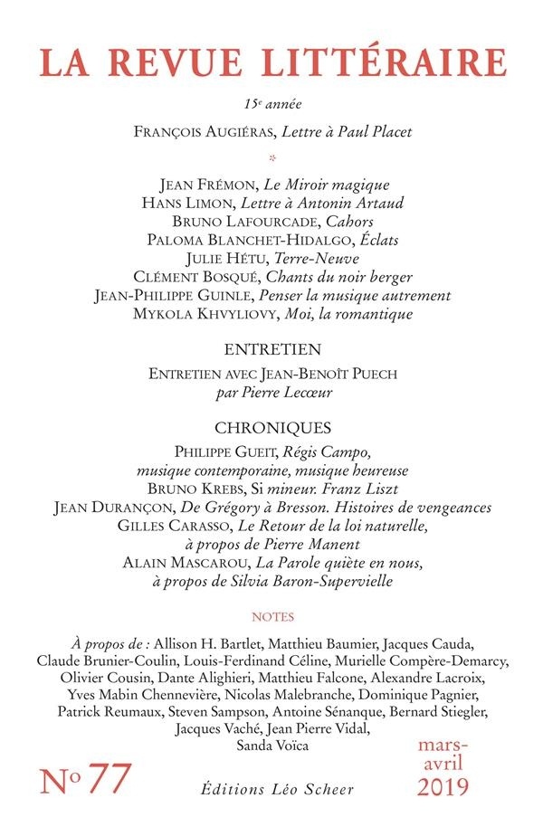 La Revue Littéraire, N°77, mars-avril 2019