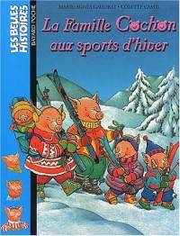 Famille cochon aux sports d'hiver