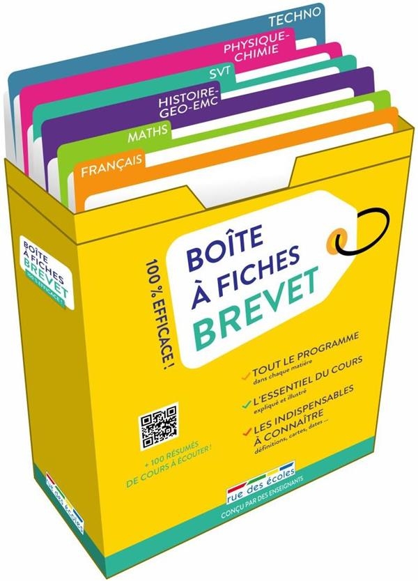 Boîte à fiches brevet: 180 fiches pour réussir !