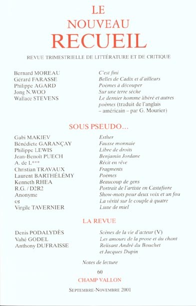 Le Nouveau recueil, n°60 : Sous pseudo