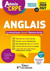 Admis au CRPE 2026-2027 - Epreuve écrite d’admissibilité L3 - Anglais: Toutes les clés de la réussite