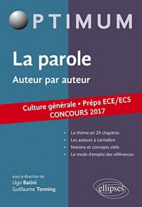 La Parole Auteur par Auteur Culture Générale Prépa ECE/ECS Concours 2017