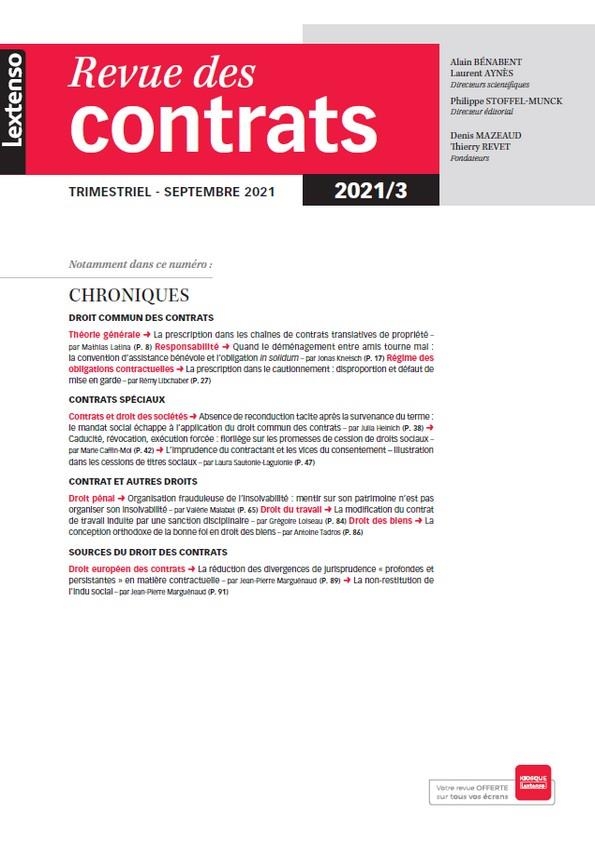 Revue des contrats n 3-2021