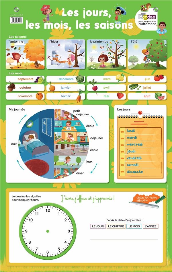 Poster-ardoise - Les jours, les mois, les saisons