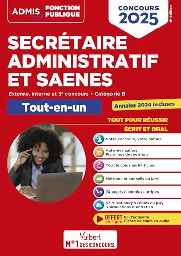 Concours Secrétaire administratif et SAENES - Catégorie B - Tout-en-un: Externe et interne - Concours 2025 - Tout le cours en audio