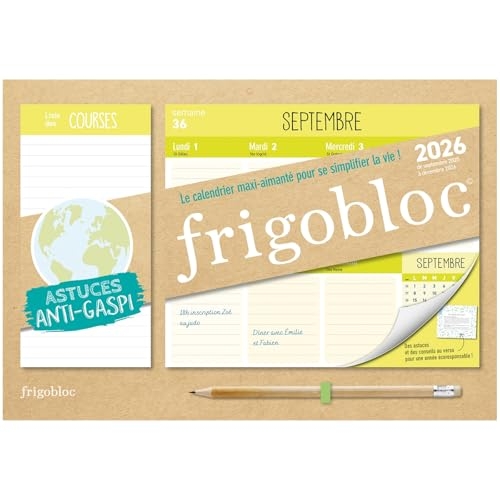 Mini Frigobloc Hebdomadaire 2026 Anti-Gaspi (de sept. 2025 à déc. 2026)