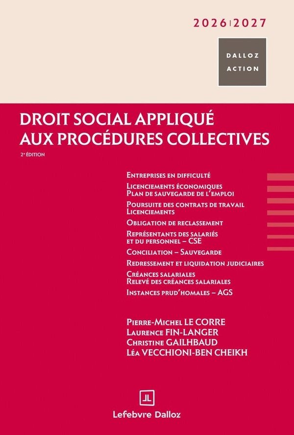 Droit social appliqué aux procédures collectives 2026/2027. 2e éd.