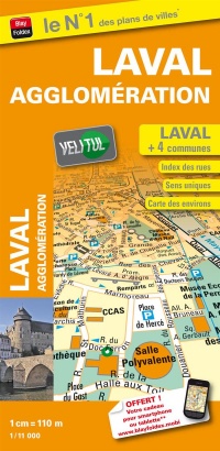 Plan de ville de Laval et de son agglomération - Echelle : 1/11 000 - Avec localisation des stations VeliTul