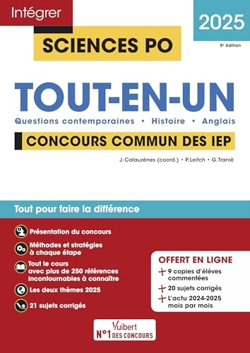 Sciences Po - Concours commun des IEP 2025 - Tout-en-un: Questions contemporaines - Histoire - Anglais - 21 sujets corrigés
