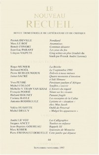 Le Nouveau Recueil. Les Motsde l'émotion, numéro 44, septembre-novembre 1997