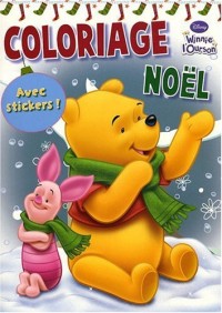 Coloriage Noël Winnie l'Ourson : Avec stickers !