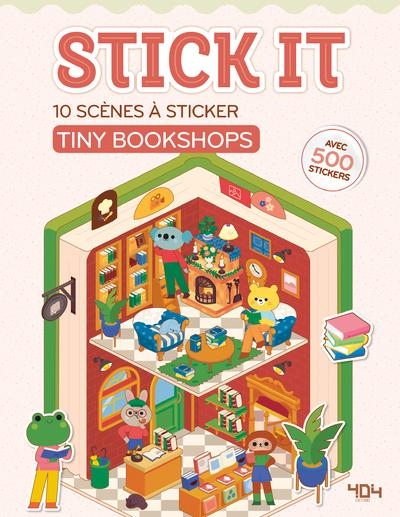 Stick It – Tiny Bookshops - 10 librairies à créer – Activité loisirs créatifs – Loisirs créa – Scènes à sticker – Art Thérapie – Cute and cosy – Librairies à sticker