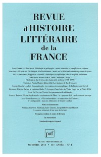 Revue d'histoire littéraire de la France 2011 - N° 4