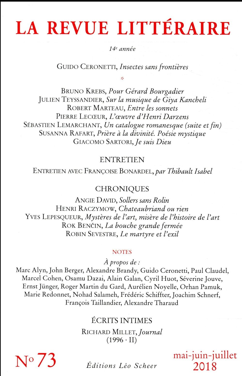 La Revue Litteraire N 73