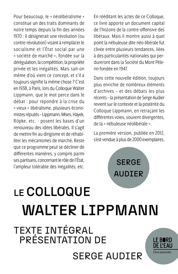 Le Colloque Walter Lippmann Texte intégral
