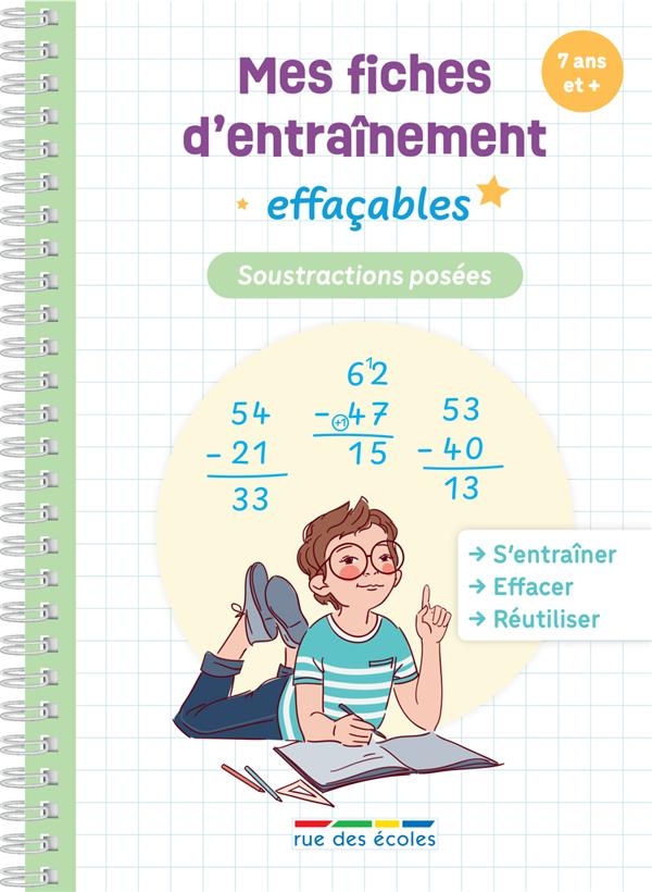Mes fiches d’entraînement effaçables - Soustractions