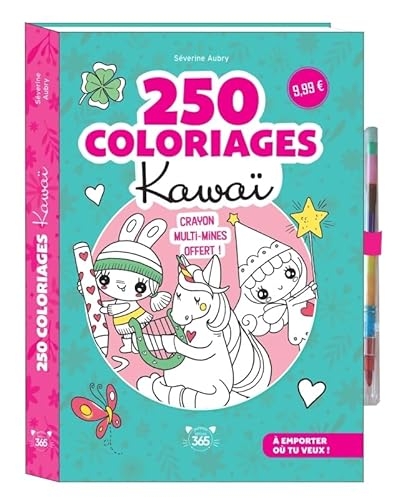 250 coloriages kawaï - crayon multi-mines offert