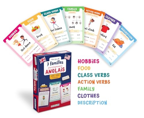 Mon jeu de 7 familles pour progresser en anglais CM1-CM2: 49 cartes pour enrichir son vocabulaire anglais !