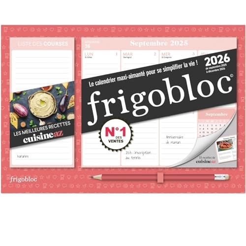 Mini Frigobloc Hebdomadaire 2026 Cuisine AZ (de sept. 2025 à déc. 2026)