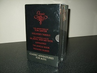 Adventures of Huckleberry Finn; The Adventures of Tom Sawyer; The Adventures of Sherlock Holmes; Around the World in Eighty Days; Robinson Crusoe; Treasure Island