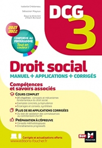DCG 3 - Droit social - Manuel et applications - Millésime 2021-2022 (LMD collection Expertise comptable)
