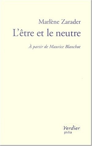 L'être et le neutre : à partir de Maurice Blanchot