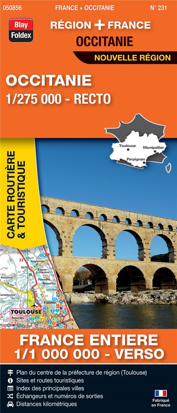 Occitanie, 1/275 000, recto : France entière, 1/1 000 000, recto