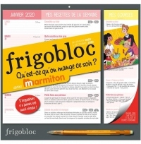 Frigobloc 2020 Qu'est ce qu'on mange ce soir ? Calendrier d'orga. familiale (janv- déc. 2020): Chaque jour, un espace d'organisation, une recette pour le dîner et la liste de courses associée !