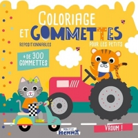 Mon P'tit Hemma - Coloriages et gommettes pour les petits - Vroum ! - Livre de gommettes repositionnables - Dès 3 ans