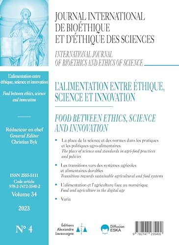 Journal International de Bioéthique et d'Ethique des Sciences 4-2023: L'alimentation entre éthique, science et innovation (2023) (34)
