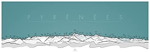 Poster panorama _Les Pyrénées vues de Tarbes: Version bleue