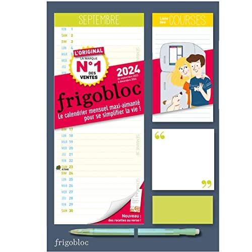 Mini Frigobloc Mensuel 2024 - Calendrier d'organisation familiale / mois (de sept. 2023 à dec 2024)