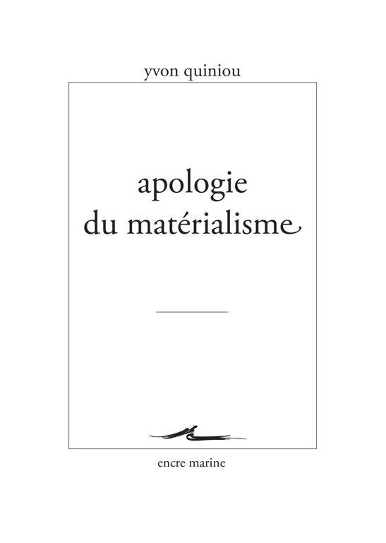 Apologie du matérialisme