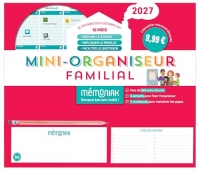 Mini-organiseur familial Mémoniak 2027, calendrier mensuel, septembre 2026-décembre 2027