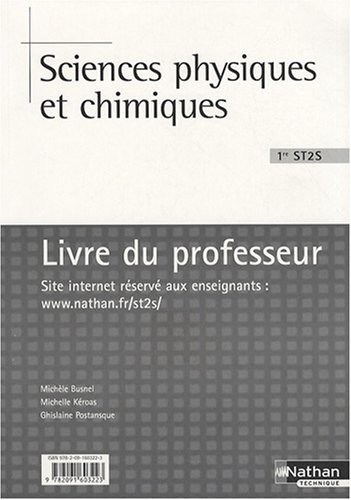 Sciences physiques et chimiques 1e ST2S : Livre du professeur