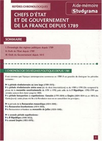 Chefs d'Etat et de Gouvernement de la France Depuis 1789