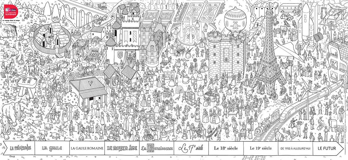 Poster à colorier - Le voyage dans le temps