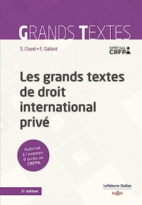Les grands textes de droit international privé 5ed