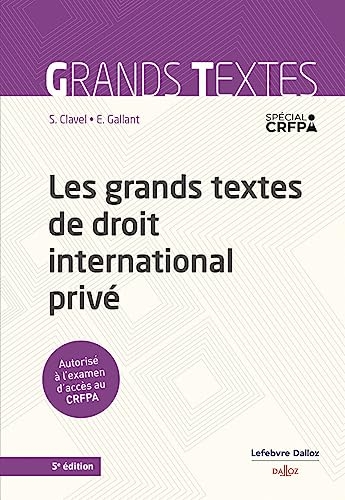 Les grands textes de droit international privé 5ed