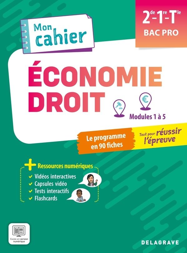Mon cahier d'Économie-Droit 2de, 1re, Tle Bac Pro (2025) - Pochette élève