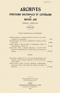 Archives d'histoire littéraire et doctrinale du moyen âge : Tome 86