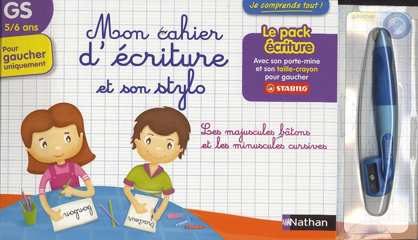 Cahier d'criture - Grande section 5/6 ans : Avec son porte-mine et son taille-crayon pour gaucher