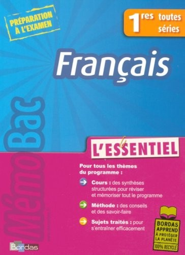 MEMOBAC ESSENTIEL FRANCAIS 1RE