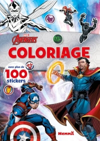 Marvel avengers - coloriage avec plus de 100 stickers (captain america et dr strange)