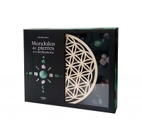 Coffret Mandalas de pierres et méditations - contient 1 socle en bois + 26 pierres + 1 livre