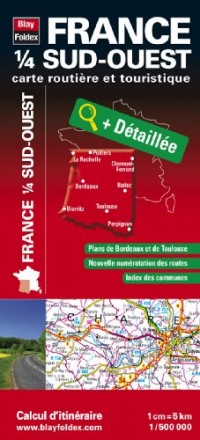 France 1/4 Sud-Ouest - Carte routière et touristique (échelle : 1/500 000)