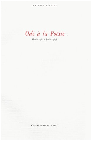 Ode à la poésie : janvier 1984 - janvier 1987