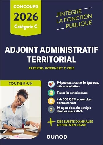 Concours Adjoint administratif territorial - 2026 : Tout-en-un - Externe, interne et 3e voie (J'intègre la Fonction Publique)